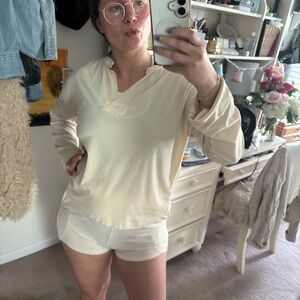 Cream Long Sleeve Top and Shorts Set